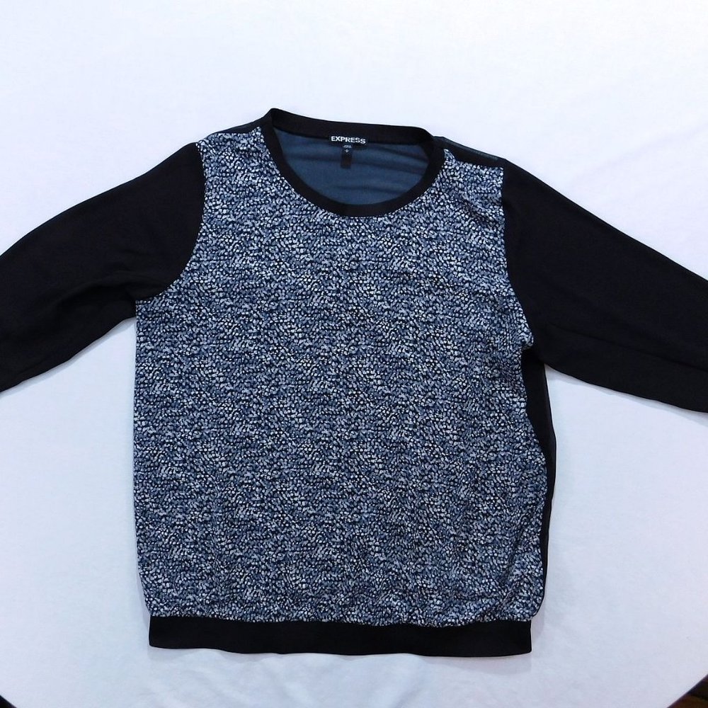 Express chiffon shirt SIZE LARGE Black & Gray